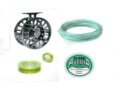 Fly reel "Salmon #10/12" with backing and running line